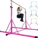 Gymnastics Bar, 5'10 Base length 45" to 71" Adjustable Horizontal Bar for Serious Training, 500 LBS Capacity, Professional Home Gym Equipment with Competition-Grade Beech-covered Fiberglass Bar (Violet)