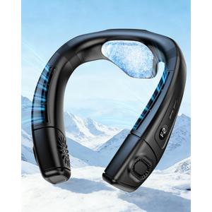 MGUP Neck Air Conditioner with 6 Adjustable levels,Cooling Neck Fan Support 360Airflow and Cooling Plate,5200mAh Portable Rechargeable Wearable Personal Fan,Fast Cooling for Women/Men (Black)