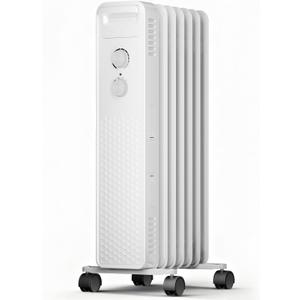 ZAFRO 1500W Electric Oil-Filled Radiator Heater with Adjustable Thermostat, Overheat and Tip-Over Protection, Low Noise, Portable Plug-in Heater for Home, Bedroom, Dorm, Office (Classic Style, White)