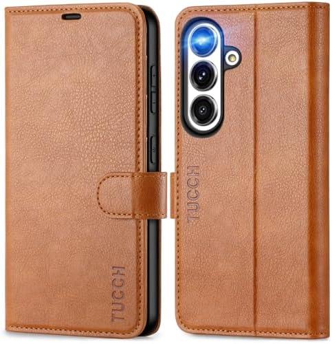 TUCCH Wallet Case for Galaxy S25 5G with [TPU Shockproof Interior Case] [RFID Blocking] Folio Stand Card Slot, Magnetic PU Leather Protect Folio Cover Compatible with Galaxy S25 6.2" 2025, Light Brown