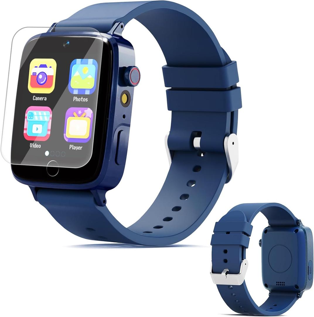 Smart Watch for Kids with 26 Puzzle Games, HD Touch Screen Kids Watch, Camera, Music Player, Alarm Clock, Calculator, Pedometer, Learn Card - 12/24hr Toys for Age 3-12 Year Old, Birthday Gift for Boys (Blue)