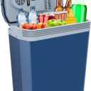 Ivation Electric Cooler & Warmer with Handle | 24 L Portable Thermoelectric Fridge for Vehicles & Trucks| 110V AC Home Power Cord & 12V Car Adapter for Camping, Travel & Picnics