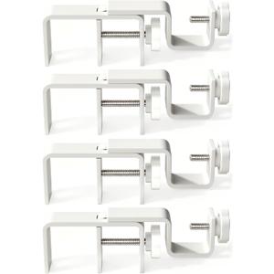 Outside Mounted Blinds Curtain Rod Bracket, 1.3-2" Adjustable, No Drilling Curtain Rods Holder for Over Blinds, Easy Install Tool-Free Hand-Twist Screws & Anti-Slip Square Base (Set of 4, Matte White)