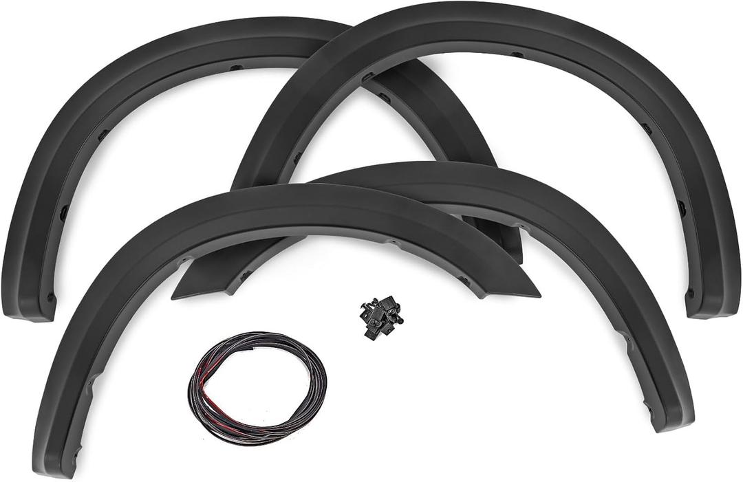Rough Country Sport Fender Flares for Ram 2500/3500 (2019-2026) - 2" Tire Coverage, 4.5" Height, UV-Resistant ABS, Paintable Matte Black