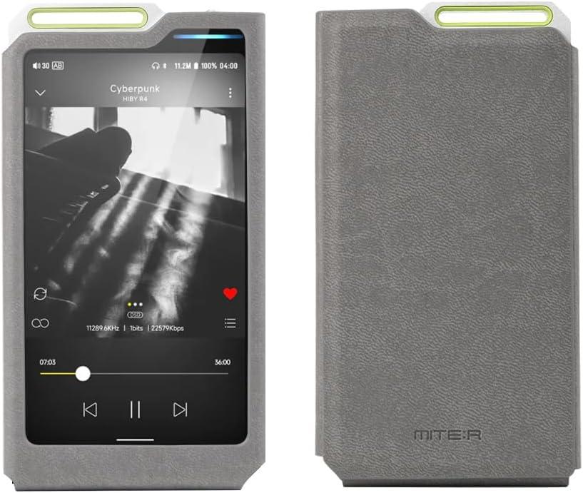 MITER Case for HiBy R4, Handmade Artificial PU Leather Cover for hibyr4 (Gray)