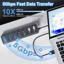 USB Hub 3.0, 7-Port USB Hub Splitter with Individual On/Off Switches and Lights, 3.2ft/1m Long Cable Compatible with MacBook, Laptop, Surface Pro, PS4, PC, Flash Drive, Mobile HDD-Gray