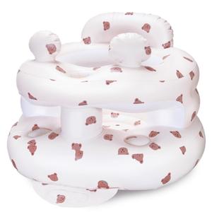 Inflatable Baby Seat for Babies 3-36 Months，[Squeaky Sound & Anti-Fall Design] Inflatable Chair with Sound-Making Ears, Baby Seat for Sitting-Up Practice, Built-in Air Pump (Ear Bear)