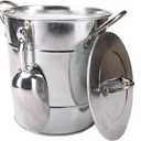 T586 4L Silver Metal Galvanized Double Walled Ice Bucket Set With Lid And Scoop
