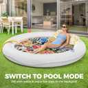 Sunikko X 73"x73" Inflatable Tanning Pool Floats Lounger Bed for Adults, Lucky Design XL Round Blow Up Pool Raft with Cup Holders, Pillow, 500lb, Sunbathing, Pool, Beach, Lake, Backyard Party (White)