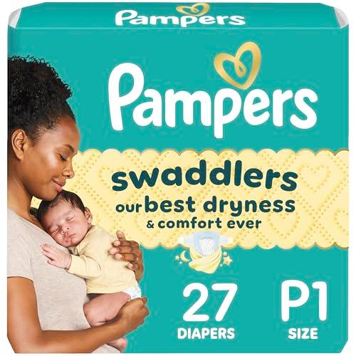Pampers Baby Diapers - Swaddlers - Size P1, 27 Count, Ultra Absorbent Disposable Preemie Diaper
