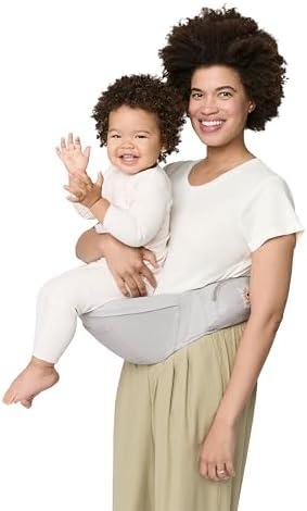 Ergobaby Lift Ergonomic Baby Hip Seat Carrier with Storage, Comfortable Wide Waistbelt and Lumbar Support (17lbs - 45lbs) - Anti-slip Toddler Carrier - Pearl Grey