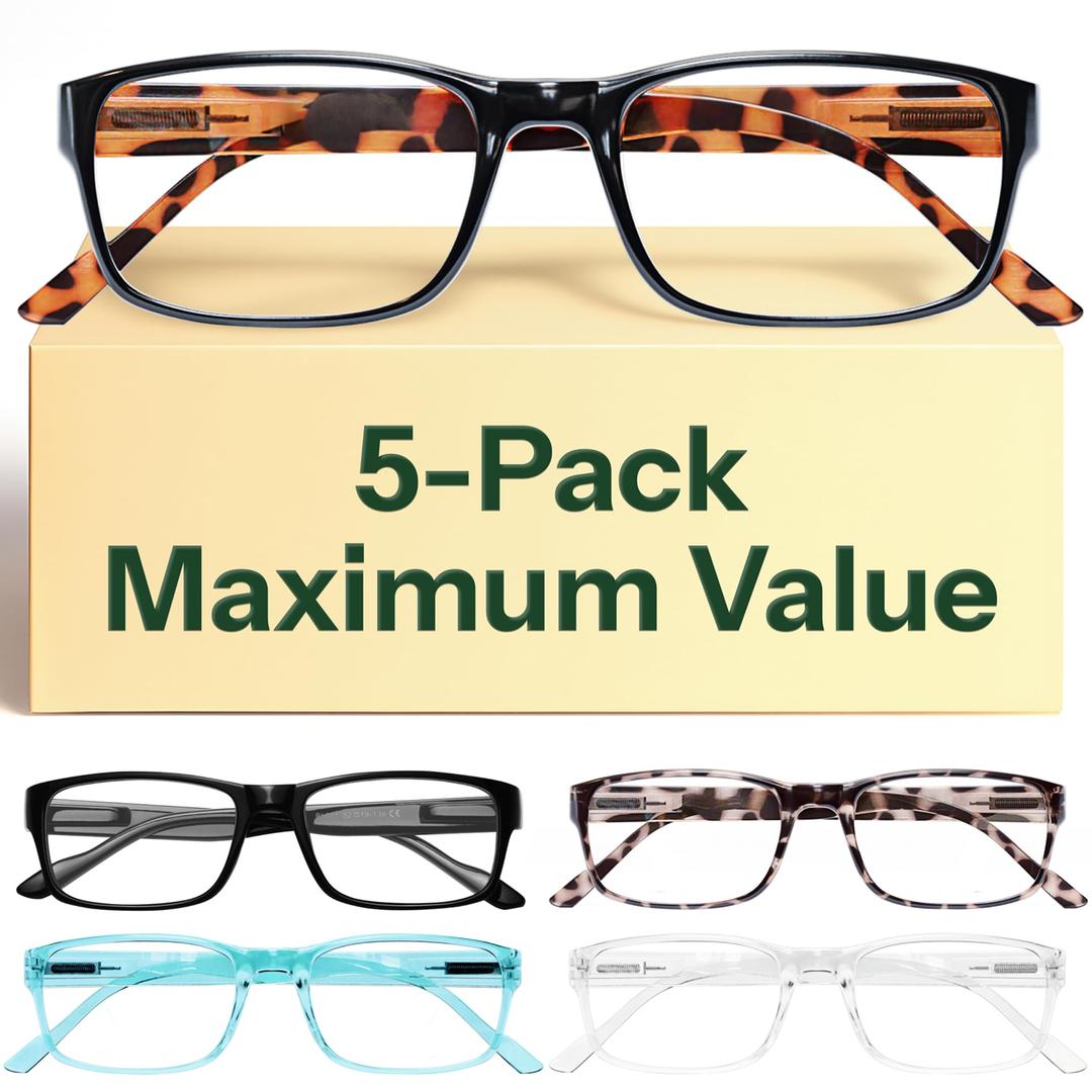 Gaoye +1.5 Professional Reading Glasses for All Day - Computer Readers with Blue Light Protection - Value Pack
