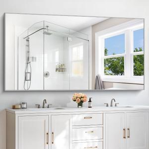 COFENY 30x72inch Bathroom Mirror, Silver Rectangle Mirror with Thin Metal Frame, Large Rectangular Wall Mirror for Bathroom, Living Roomm, Hair Salon, Big Farmehouse Mirrors Hang Horizontal/Vertical