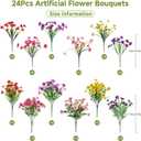 Alupssuc 24 Bundles Artificial Flowers for Outdoors Decoration, UV Resistant Silk Faux Floral Spring Fake Plastic Plants Greenery for Outside Indoor Patio Porch Window Box Home Decor, Mix 6 Colors