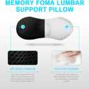 Lumbar Support Pillow for Office Chair, Memory Foam Lumbar Pillow for Lower Back Pain Relief (Black), 18.5 x 9.1 x 4.3 inches