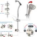 Rainfall 8 Inch Round Shower Head with High Pressure Handheld Spray Combo, Drill-Free Slide Bar with Adjustable Shower Extension Arm, 3-Way Diverter for Easy Reach, 5Ft Hose- Brushed Nickel