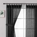 OWENIE Max Pinch Pleated Sheer Curtains for Bedroom Living Room Small Window 54 Inch Length 2 Panels Set, Light Filtering Leaf Jacquard Clip Kitchen Window Curtains, Black, Each 42x54 Inch
