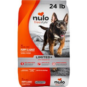 Nulo FreeStyle Limited Ingredient Dog Food, High-Protein Turkey Recipe, Grain-Free Natural Dry Dog Food for Adult Dogs & Puppies with Food Sensitivities, Single Animal Protein, 24 lb Bag (24 Pound (Pack of 1))