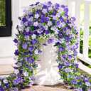 Waipfaru 4 Pcs Artificial Hanging Flowers for Outdoors, Fake Hanging Plants for Outdoor, UV Resistant Silk Faux Violet Flowers Spring Summer Decor for Planter Porch Patio Indoor Decoration, Purple