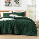 Litanika King Size Comforter Set Dark Emerald Green, 3 Pieces Lightweight Fluffy Comforter King Size Boho Tufted Comforter Bed Set Gift Choice
