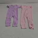GUISBY Footless Short Sleeve Baby Pajamas with Zipper Cotton Infant Sleepwear (12-18 Months, Light Pink+purple)