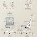 VASAGLE Ergonomic Mesh Office Chair with Adjustable Lumbar Support and Headrest, 90-105 Tilt Function, Wide Seat, FlipUp Armrests, Computer Desk Chair for Home Office, Dove Gray UOBN044GD01S, 24.4"D x 24.4"W x