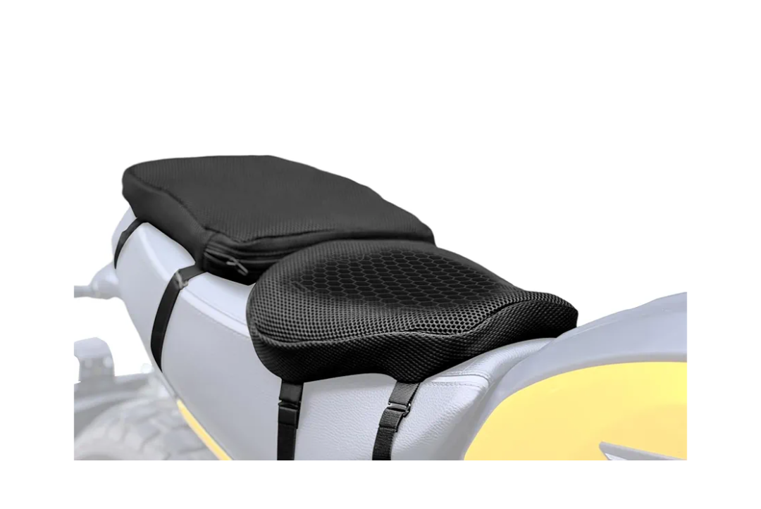 Motorcycle Gel seat Cushion Front and Rear Combo Kit－Soft Rubber Material Motorcycle Seat Cushion Pad, Cool and Breathable Travel Seat Cushion, Honeycomb Structure Seat Cushion, With Seat Cover, Black 