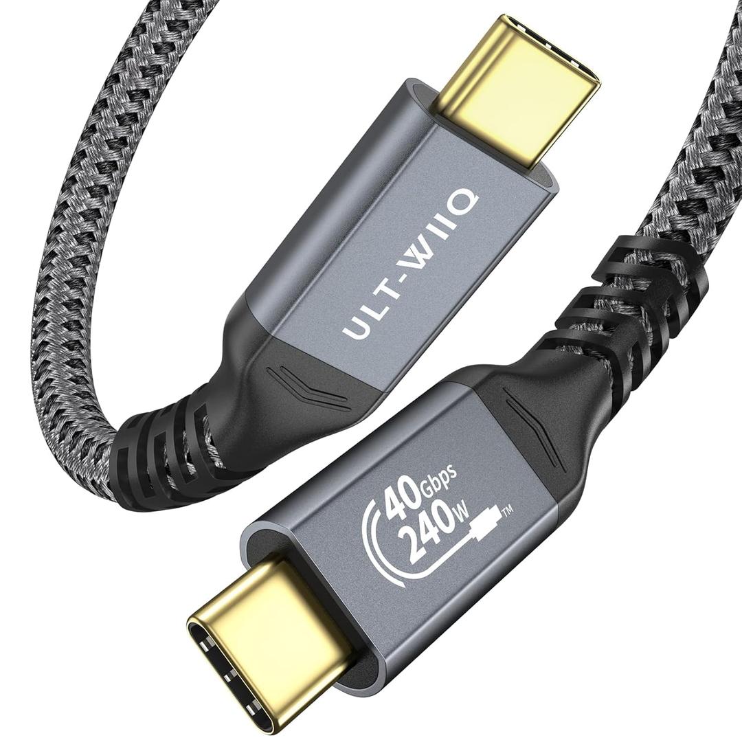 ULT-WIIQ 1FT 8K/6K@60Hz USB 4 Monitor Cable for Display, 40Gbps High Speed Data Transfer, PD 3.1 Video and Power, 240W Fast Charging Cable for MacBook, SSD, Docking, iPhone 16, eGPU