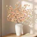 Uieke 3PCS Silk Cherry Blossom Branches, 40.5in Artificial Cherry Blossom Flowers Long Stems Fake Flowers Arrangements for Tall Vase Wedding Home Spring Japanese Decor, Yellow Pink