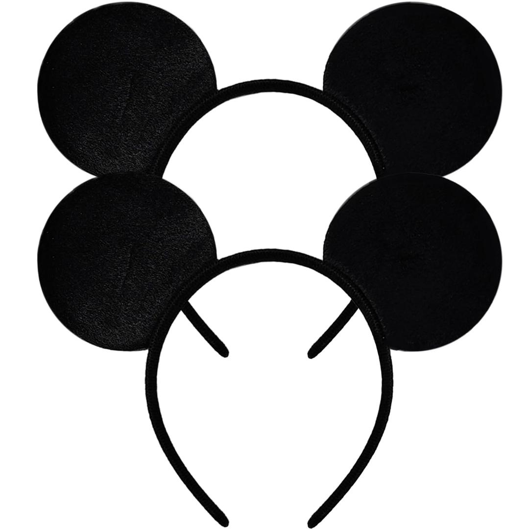 MADO 2 Pack Mouse Ears Headbands for Adults Women Little Girls Boys (Black, One Size)