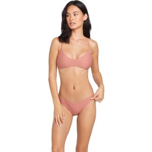 Volcom Womens Crop Bikini Top  Seamless Swim Top with Cropped Fit, Adjustable Straps, and Removable Cups (Small, Mauve)