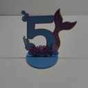 Mermaid Birthday Number Sign Centerpiece for Girls Wooden Mermaid Party Number Table Sign Decoration Supplies for Birthday Anniversary (Number 5)
