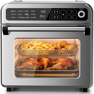 Kismile 18QT Air Fryer Toaster Oven Combo, 12-in-1, Stainless Steel, Silver