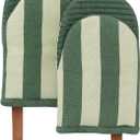Oven Mitts - Set of 2 (5.75"x9") | Oven Mitts with Hanging Loop for Cooking Gifts for Women, Kitchen Decor| 100% Cotton, Silicone Heat Resistant Mini Mitts - House Warming Gifts (Matcha)