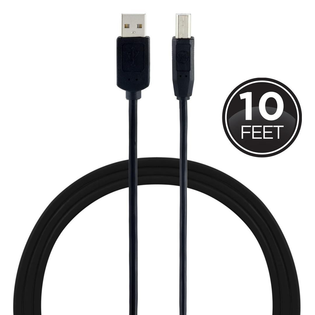 GE 10 ft. USB 2.0 Printer Cable, Black