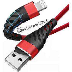 (2 Pack) Long iPhone Charger 10ft for [MFi Certified],CyvenSmart 10 Foot Lightning Cable Fast Charging Cord 10 Feet for iPhone 12/12 Pro/11/11 Pro/11 Pro Max/XS/XS Max/XR/X/8/8 Plus/7/7 Plus/6 Plus (Red)