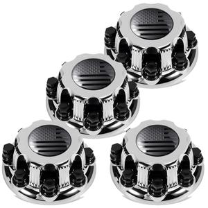 Chrome 8 Lugs Wheel Center Cap for Silverado, Avalanche, Suburban, Express, Sierra, Yukon, Savana 1500 2500 3500, 16/17 Inch Rim Hub Cover, OEM Replacement, 4 Pieces