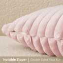 Kevin Textile Valentines Soft Plush 14x22 Inch Lumbar Pillow Cover 1 Pack, Luxury Fluffy Faux Fur Striped Flannel Rectangle Cushion Case for Couch Sofa Chair Bed Home Decor, Light Pink