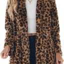 SeekMe Womens Faux Fur Coats Leopard Jackets Loose Warm Fall Winter Fluffy Jacket Outwear (Brown, XL)