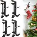 Garland and Stocking Mantel Holders with 2 Hooks, Mantel Hanger for Garland, 2 in 1 Mantel Garland and Stocking Hangers Heavy Duty, Fireplace Garland Hanger for Xmas Decoration (4Black)