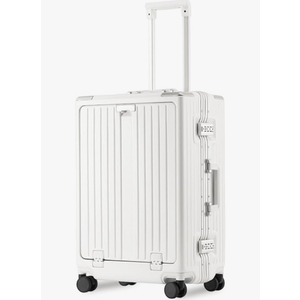 Carry On Luggage 22x14x9 Airline Approved Aluminum Frame, 20 Inch Hard Shell Carry On Luggage, Suitcase Carry-on Zipperless Luggage, TSA Approved (White)