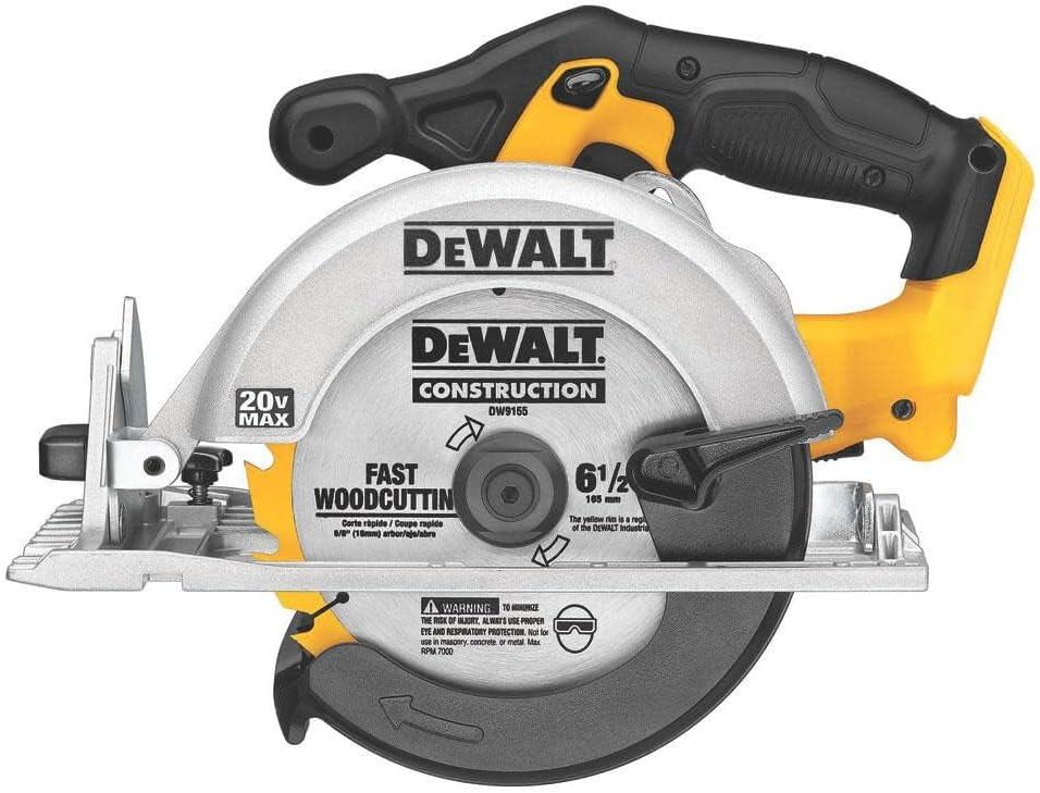 DEWALT 20V MAX Circular Saw, 6-1/2-Inch Blade, 460 MWO Engine, 0-50 Degree Bevel Capability, Battery Not Included - Tool Only (DCS391B) (Yellow)