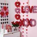 Soulchen 4 Pcs 13.78 Inch Valentine's Day Tree Decorations Large Heart Glitter Tinsel Ornaments Love XOXO Valentine Heart Tree Topper Red Pink Metallic Foil Wreath for Party Door Wall Indoor Outdoor