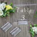 Mutualsign Acrylic Name Card Holder 10 PCS Acrylic Place Card Holder, Clear Acrylic Sign Holder Table Number Holder with Blocks for Sign /Name /Menu /Numbers