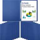 15 Pack 8. 5 x 11 Blue Pressboard Report Covers, Letter Size Paper Folders with Metal Prong Fastener, 3'' Capacity Glossy File Documents Presentation Binder Portfolios Holders