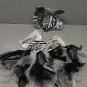 IWEMEK Girls Zebra Cosplay Costume 3pcs with Ears Headband Tail Animal Fancy Costume Kit Halloween Cosplay Birthday Party Outfits Baby Girl Jungle Themed Cosplay Dress Christmas Zebra 6-12 Months