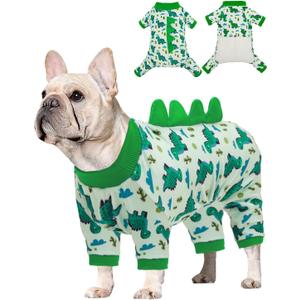 CuteBone Dinosaur Costume Dog Pajamas, Stretchy Spandex Crystal Velvet Sleepwear Coat for Small Dogs, Soft & Warm Pet Outfit Clothes for Cold Weather, Cozy Pullover Design COSP16M
, M