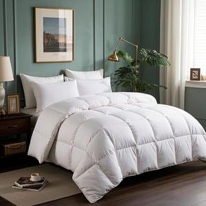 Serta Goose Feathers Down Fiber Comforter Twin Size Duvet Insert,100% Cotton,Hotel Luxury Hypoallergenic Comforter 43oz All Season Medium Warmth 68 x 90 in White