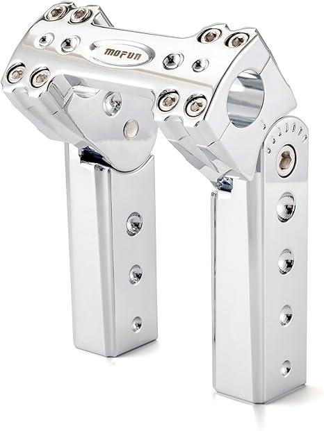 Mofun 6" Tall Adjustable Pullback Handlebar Riser, 1" Clamp Diameter, Compatible with Harley Softail Dyna Sportster 1200 883 Road King Road Glide with 1" Handlebar, Chrome