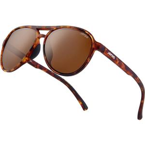 Jefoo Polarized Aviator Sunglasses for Women Men Retro Trendy Sports Sunglasses for Outdoor UV400 Protection (Tortoise Frame / Brown Lens)
